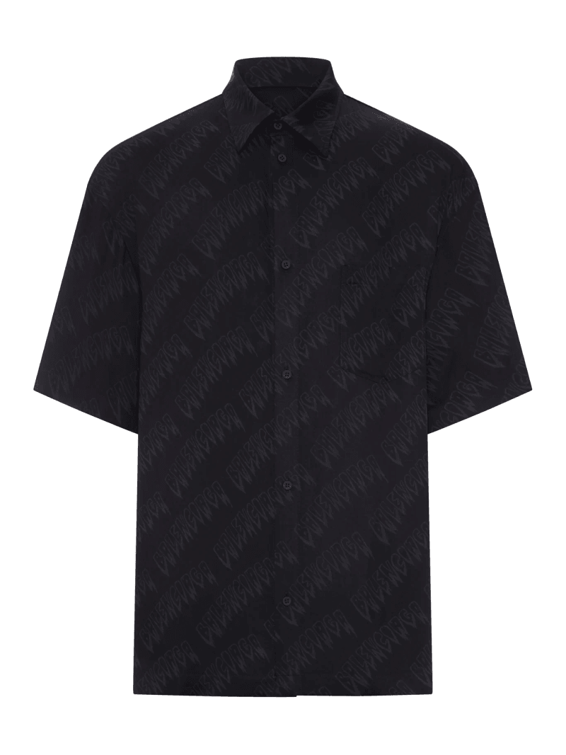 FLUID VISCOSE SHIRT WITH ALLOVER LOGO - Balenciaga - Man