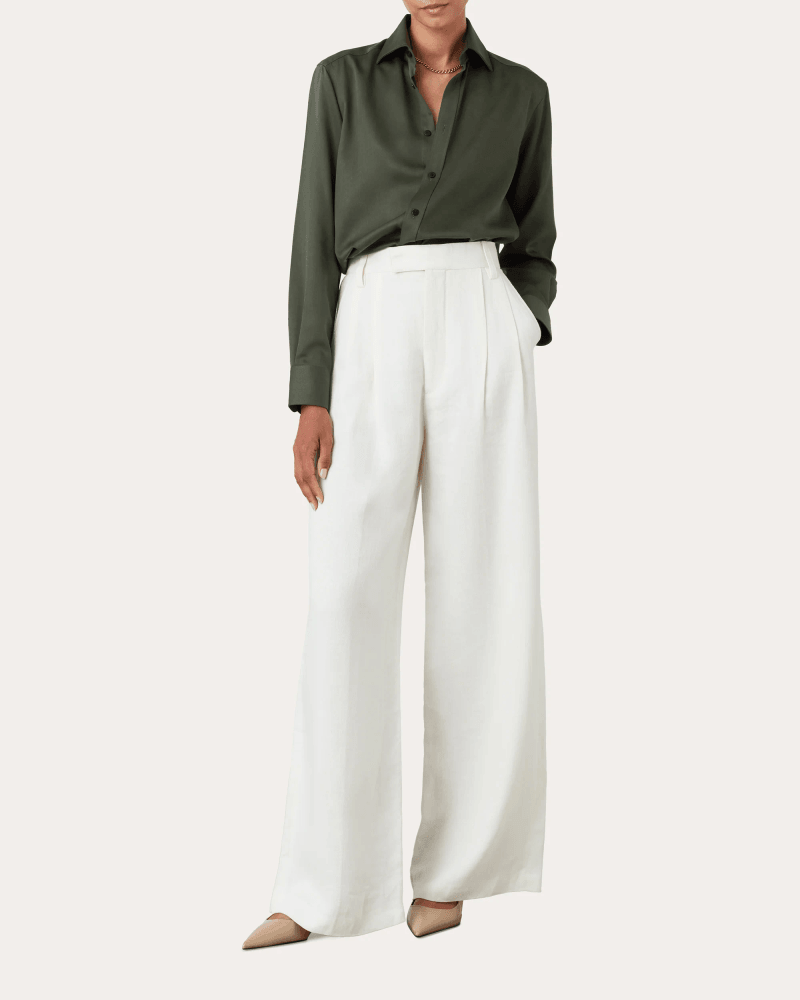 With Nothing Underneath Women's The Boyfriend Tencel Shirt in Khaki