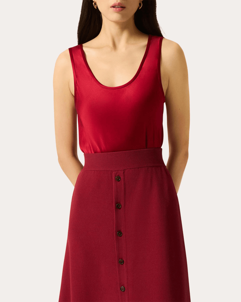 Argent Women's Silk Charmeuse Scoop Neck Tank Top in Red