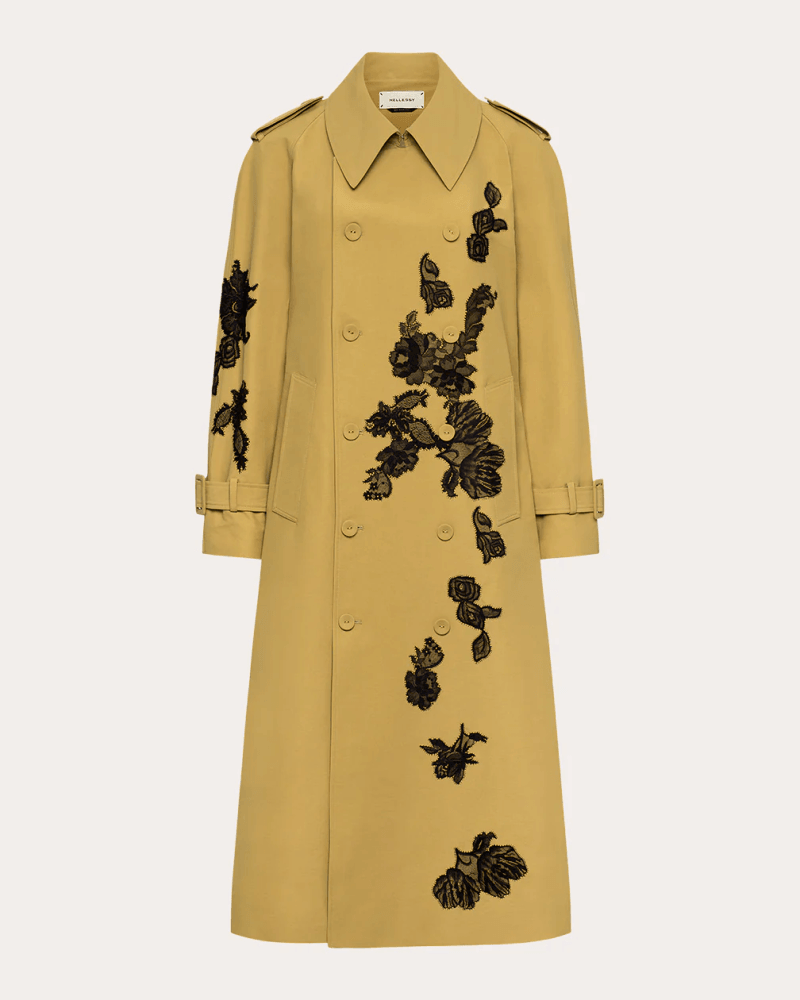 Hellessy Women's Vaughn Tattoo Lace Trench Coat in Neutral Cotton/Nylon