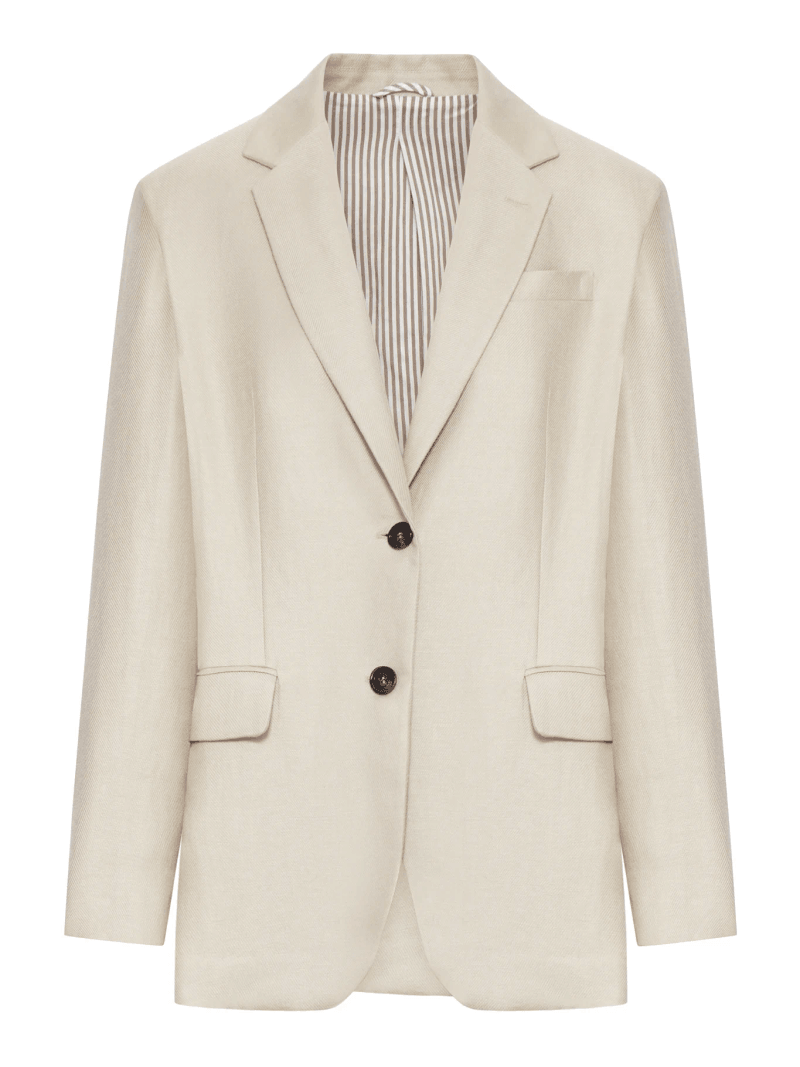 SINGLE-BREASTED TAILORED LINEN JACKET - Brunello Cucinelli - Woman