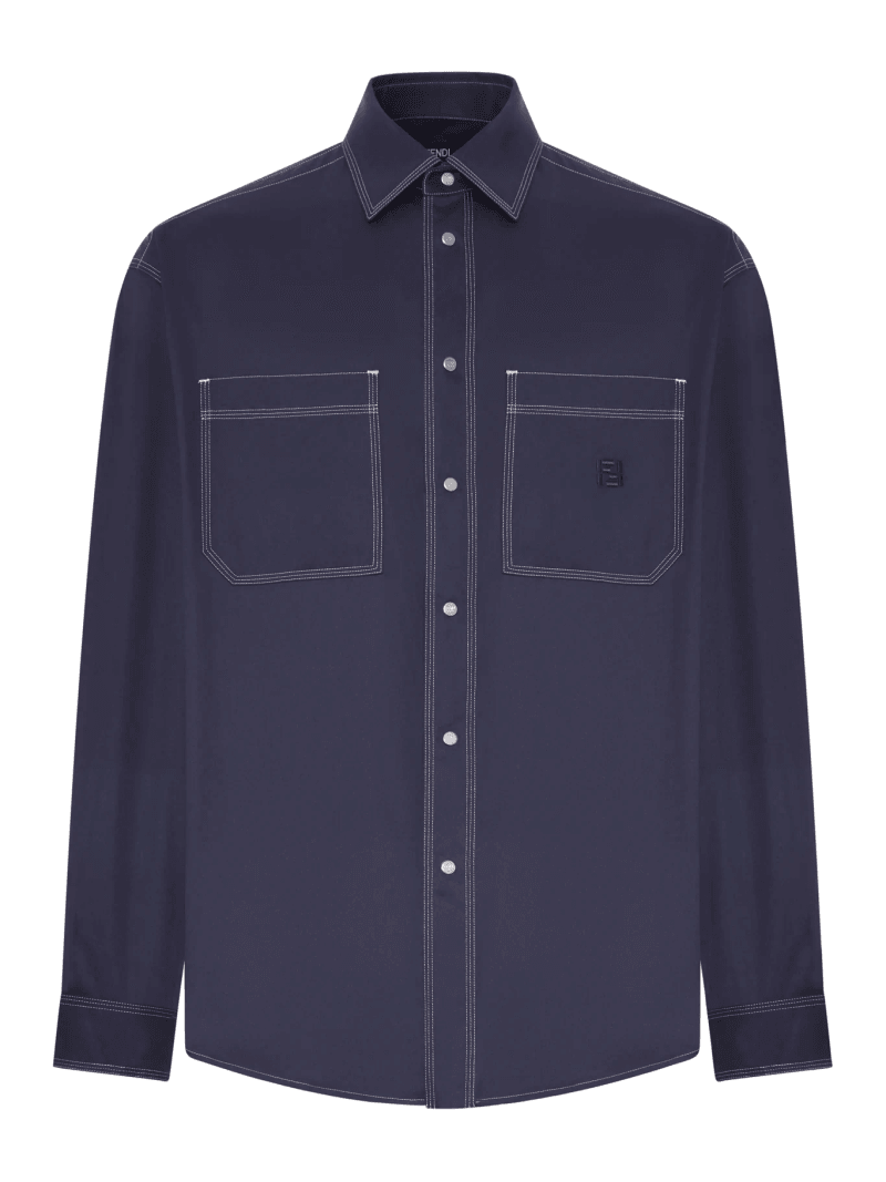 COTTON SHIRT WITH CONTRASTING STITCHING - Fendi - Man