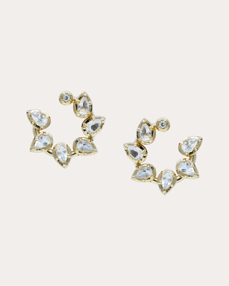Anzie Women's Diamond & Topaz Mélia Pear Front-to-Back Hoop Earrings in Diamond And Yellow Gold 14K Gold
