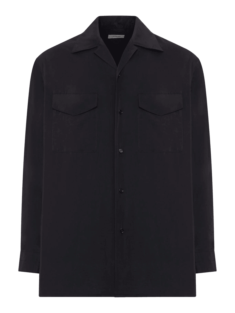 CONVERTIBLE COLLAR SHIRT IN DRY SILK - Lemaire - Man