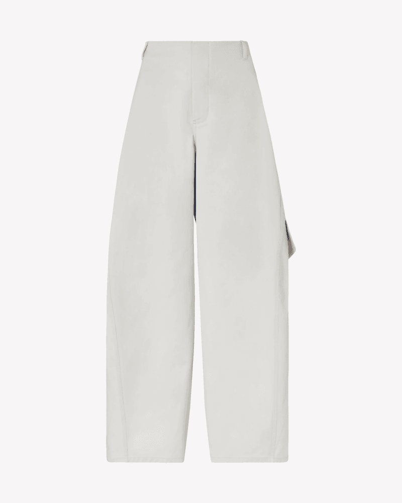 Cotton Gabardine Barrel Leg Cargo Trouser - Grey