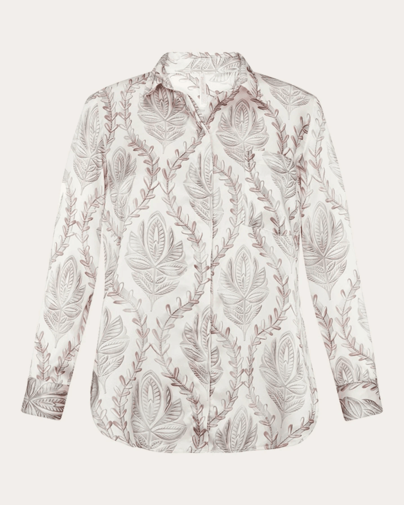 Aguaclara Women's Sultana Silk Button-Up Top in Grey