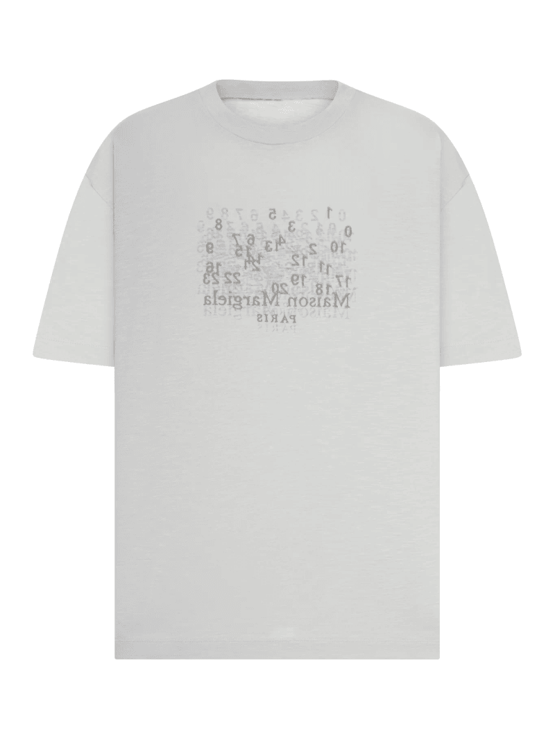 COTTON T-SHIRT WITH TONE-ON-TONE LETTERING PRINT - Maison Margiela - Man