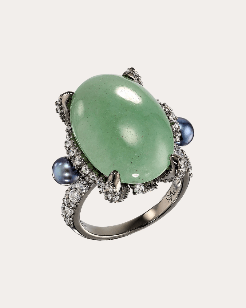 Anabela Chan Women's Jade & White Topaz Matrix Love & Pain Ring in Green 18K Gold