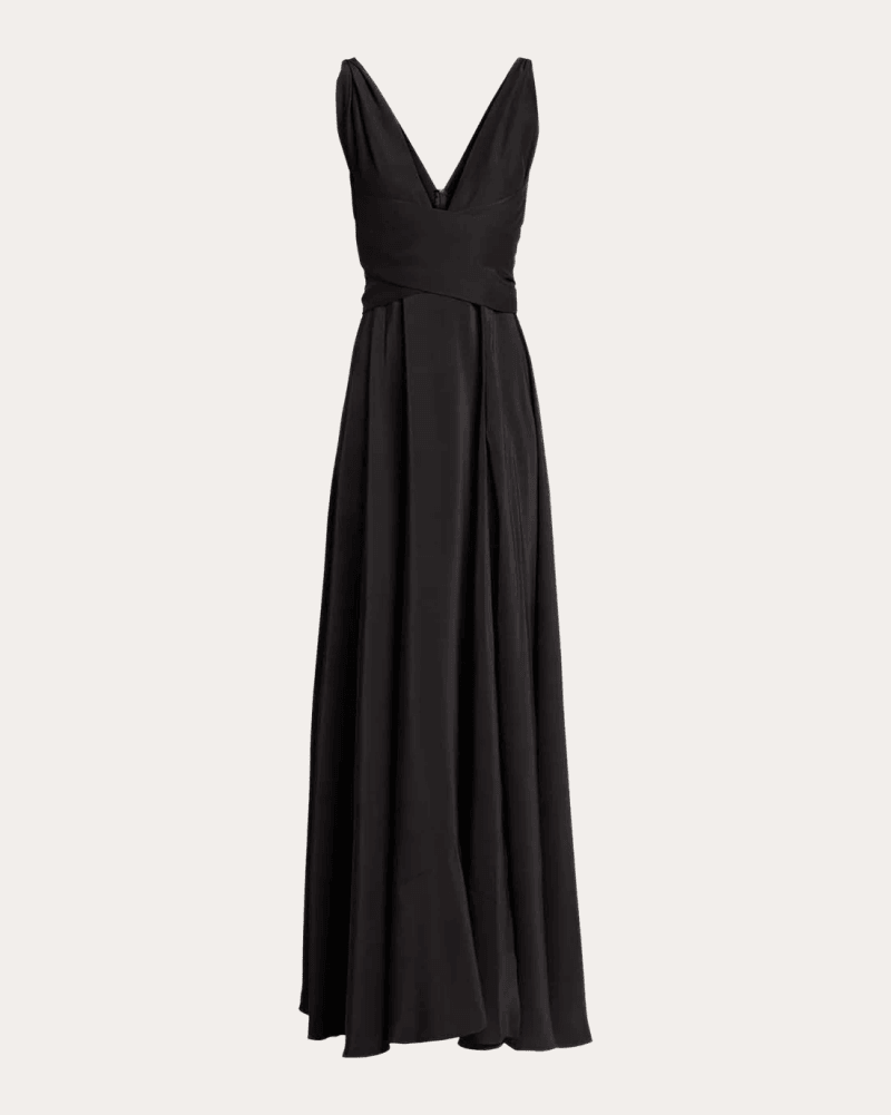 Azeeza Women's Cirrus Silk Charmeuse Belted Gown in Black