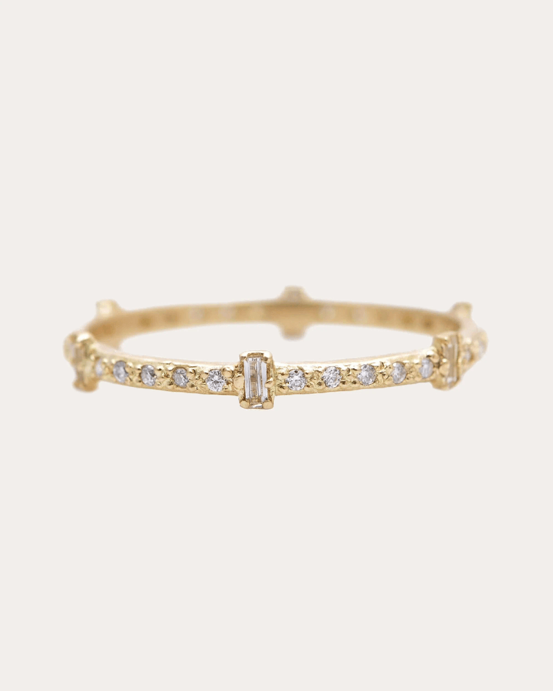 Armenta Women's White Sapphire & Diamond 18k Gold Baguette Stackable Ring in Yellow Gold