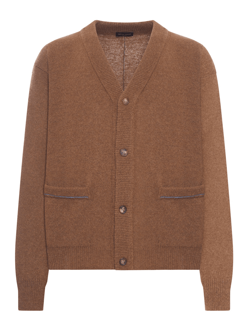 WOOL CARDIGAN WITH CONTRAST STITCHING - Roberto Collina - Man