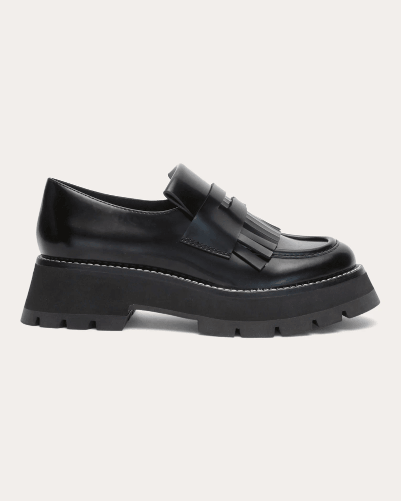 3.1 Phillip Lim Women's Kate Tasseled Leather Platform Lug Loafer in Black Leather/Rubber