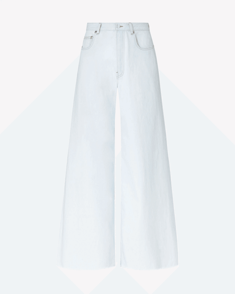 Wide Leg Denim Jeans - Light Blue