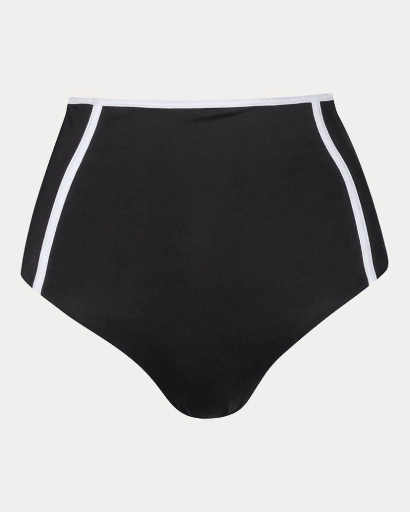 Verdelimon Women's Banes High-Waist Bikini Bottoms in Black Polyester