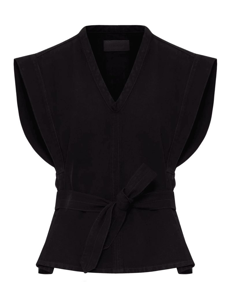 DENIM TOP WITH WAIST BELT - Lemaire - Woman