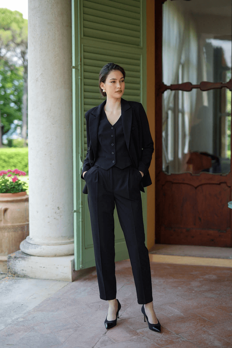 Gaâla Paris Costume Trois Pièces à Manches Longues, Veste, Gilet et Pantalon Claude Fabriqués à Partir de la Laine Recyclé le Plus Fin