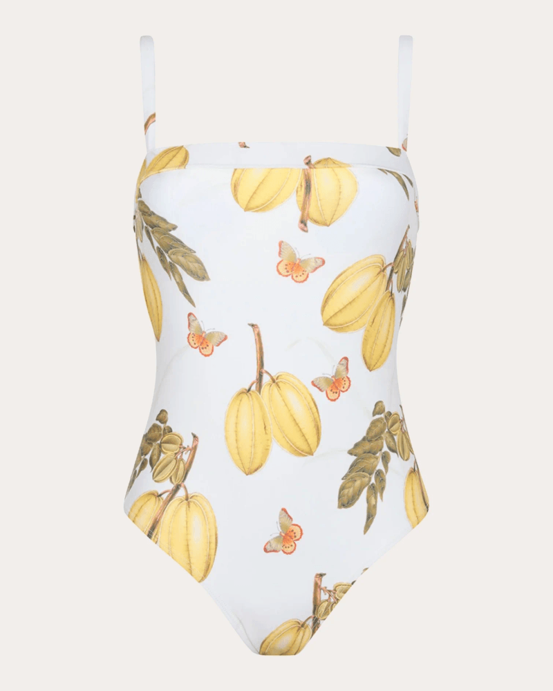 Aguaclara Women's Fruits de L'Est Square-Neck One-Piece in Yellow Elastane/Polyamide