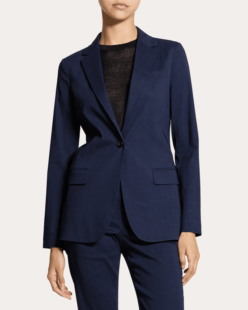 Theory Women's Good Linen Staple Blazer in Blue Linen/Viscose/Elastane