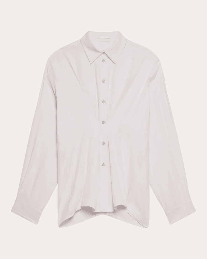 Helmut Lang Women's Lightweight Twill Cinched Shirt in White Rayon