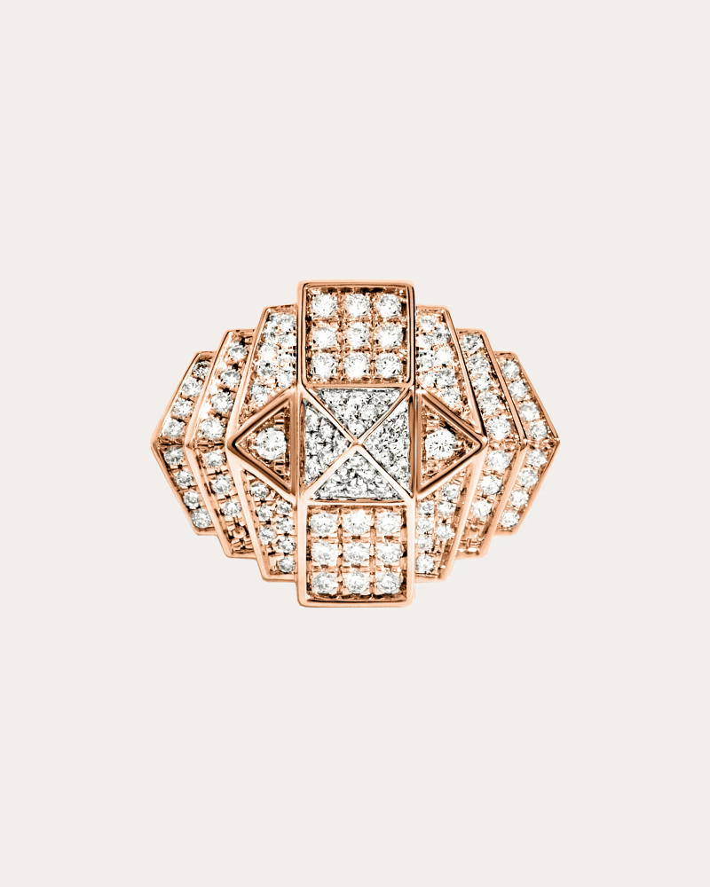 STATEMENT Paris Women's Diamond & 18k Rose Gold Mini Rockaway Ring in Pink Gold 18K Gold