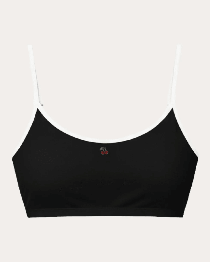 Verdelimon Women's Heaven Cherry Charm Bikini Top in Black Polyester