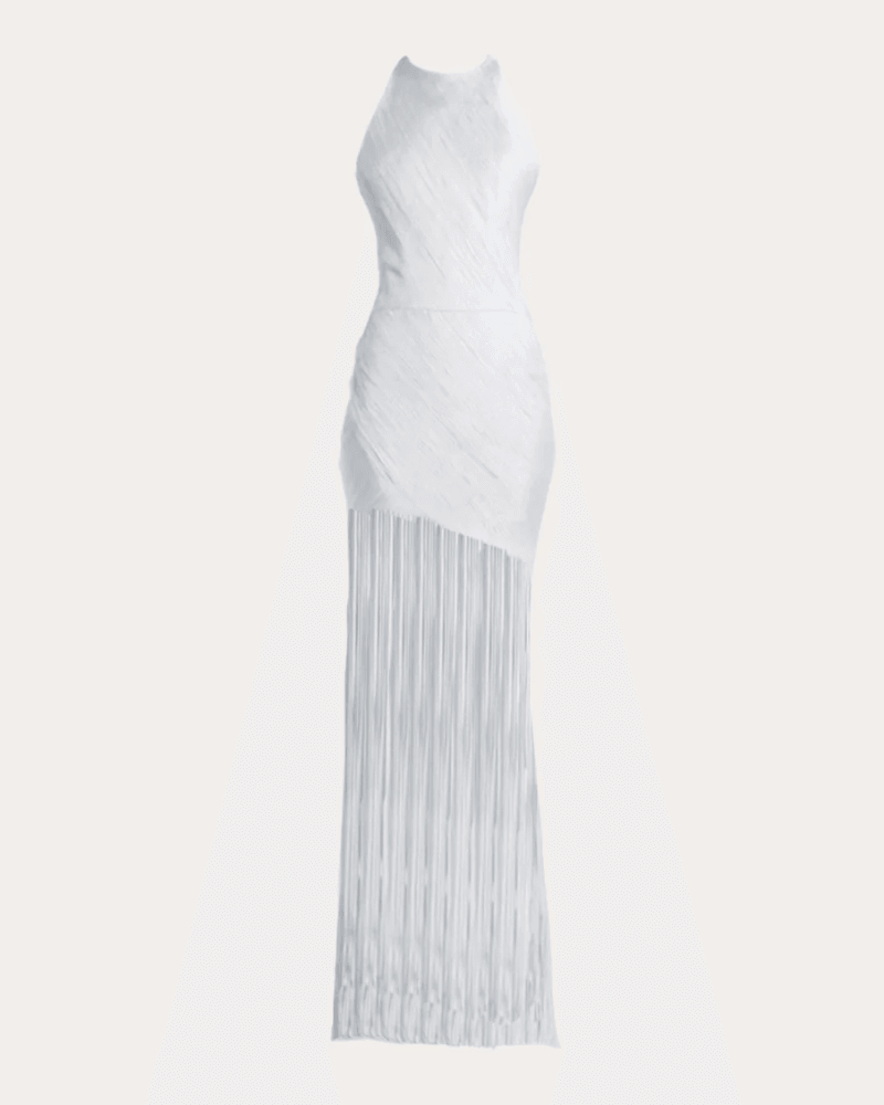 Francisco Arce Women's Erys Silk Fringe Draped Gown in Blue
