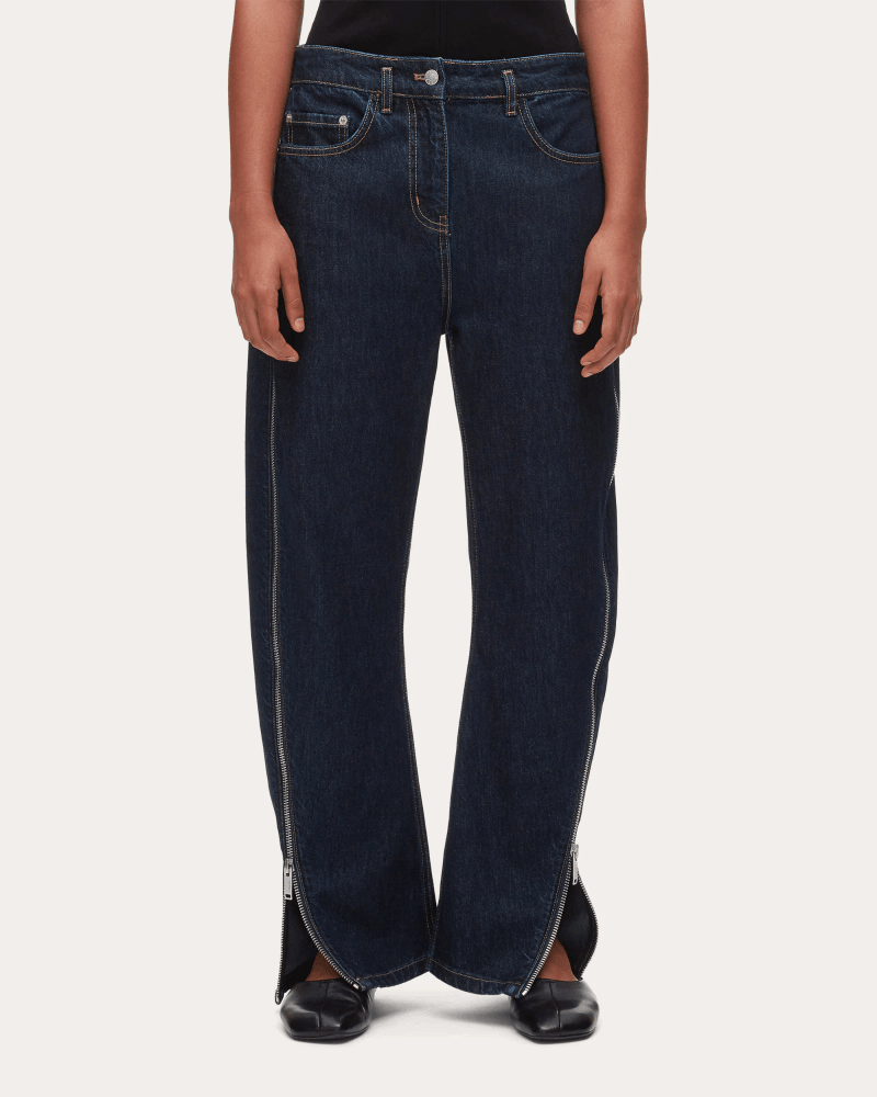 3.1 Phillip Lim Women's Denim Twill Zip Curved-Leg Jeans in Blue Cotton/Denim