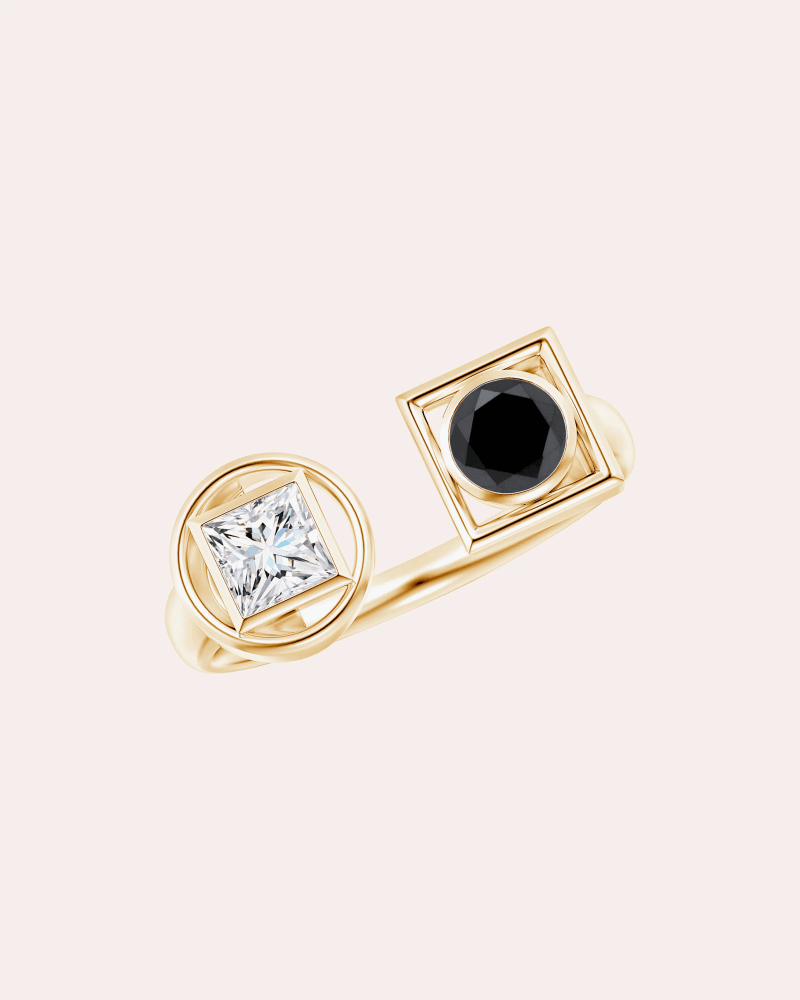 Natori Women's Black & White Diamond Infinity Open Ring in Gold 14K Gold
