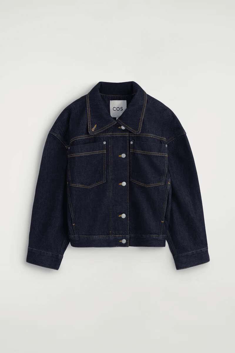 Funnel-Neck Denim Jacket