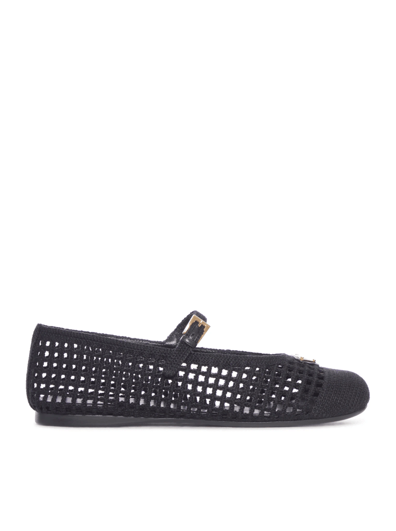 CROCHET BALLERINA WITH LOGO PLAQUE - Prada - Woman