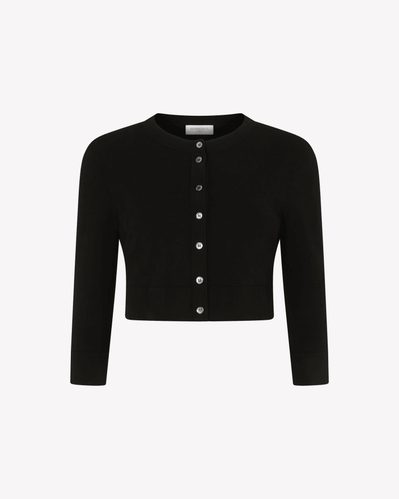 Fitted Cropped Cardigan - Black
