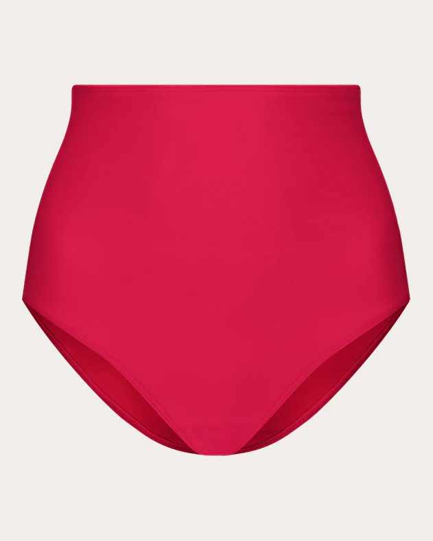 GirlsMustHave Women's Ara High-Rise Bikini Bottoms in Red Elastane/Polyamide