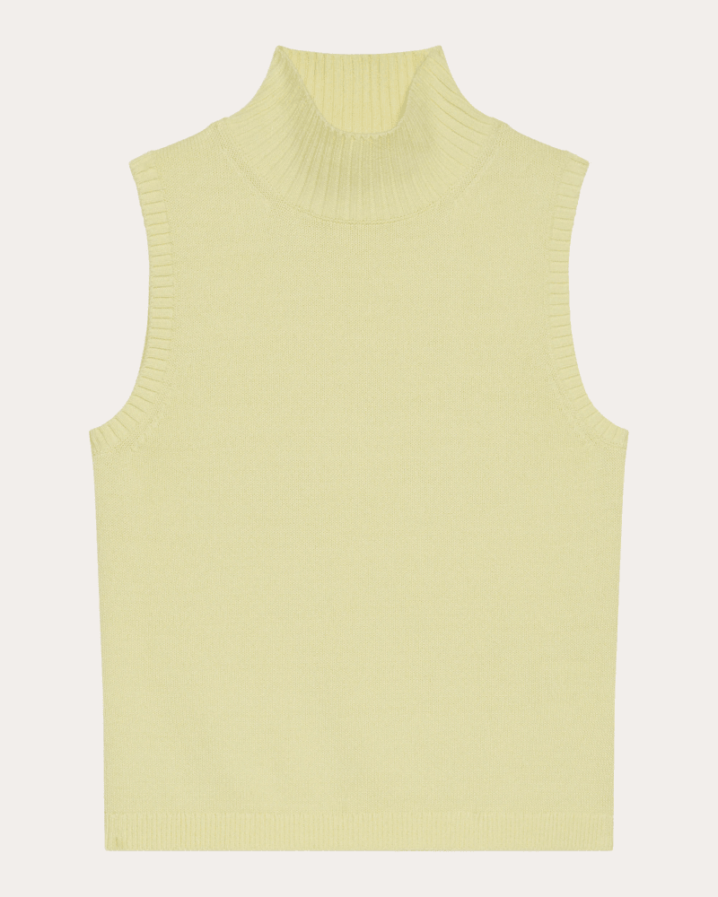 Helmut Lang Women's Knit Cotton Mock Neck Sweater Tank in Yellow