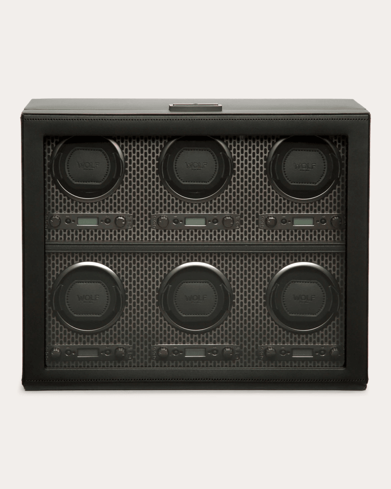 WOLF Women's Axis 6-Piece Watch Winder in Powder Coat Suede/Leather