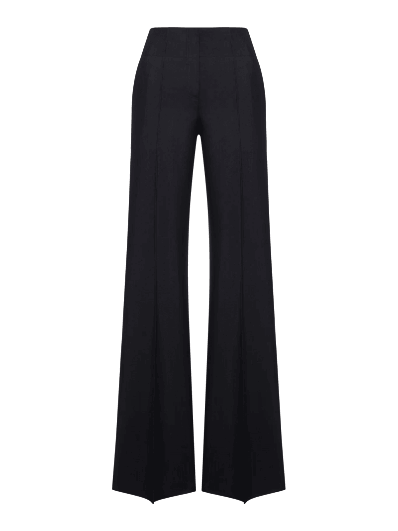 TAILORED SILK AND WOOL FLARED TROUSERS - Seafarer - Woman