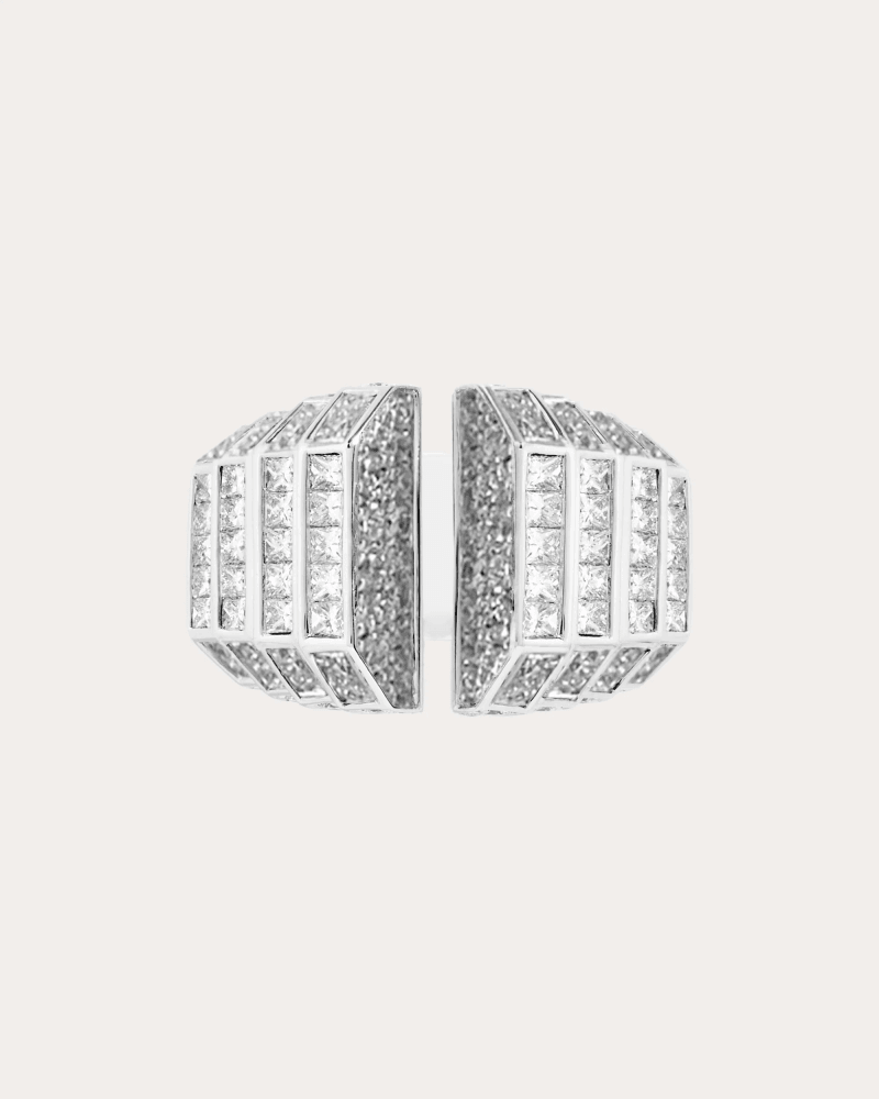 STATEMENT Paris Women's Diamond Meaningful Open Ring in Silver Rhodium-Plated Sterling Silver