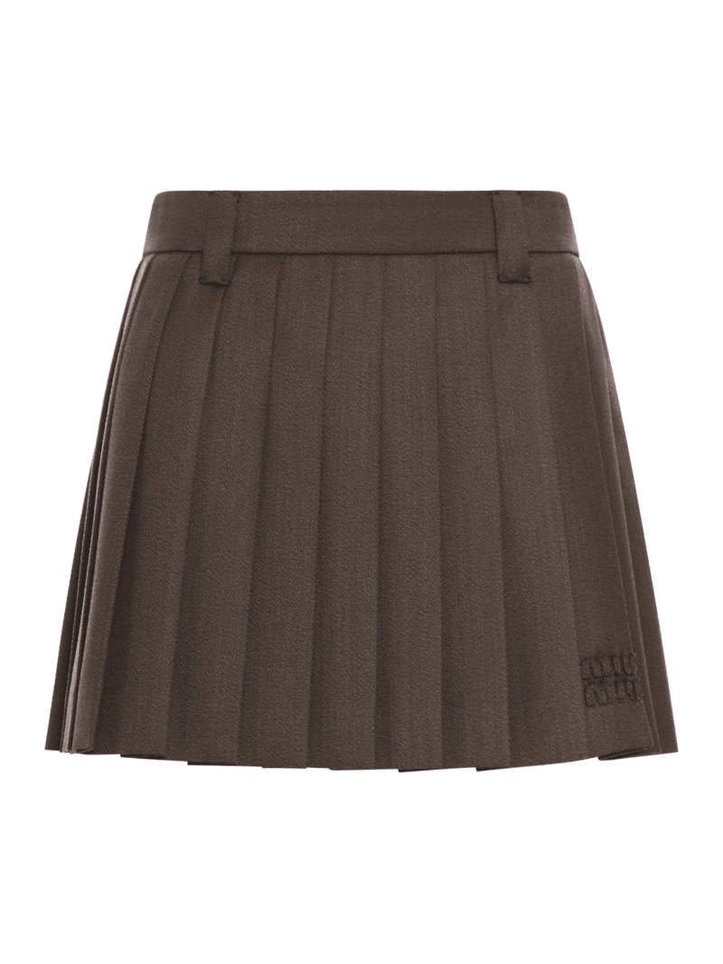 PLEATED MINI SKIRT IN COVER FABRIC - Miu Miu - Woman