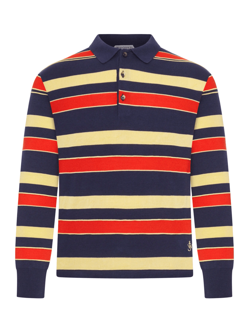 STRIPED KNITTED RUGBY POLO - J. w.anderson - Man