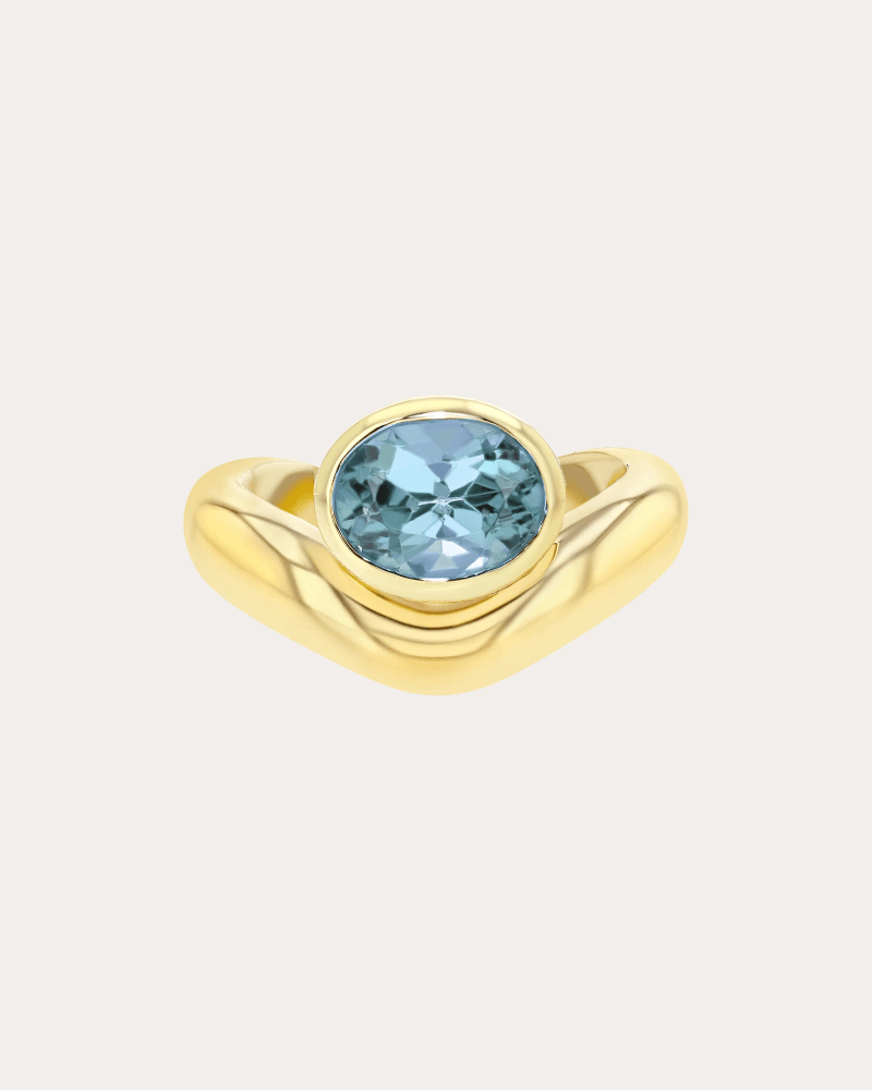 Future Fortune Women's Aquamarine & 14k Gold Speed Of Light Ring in Yellow