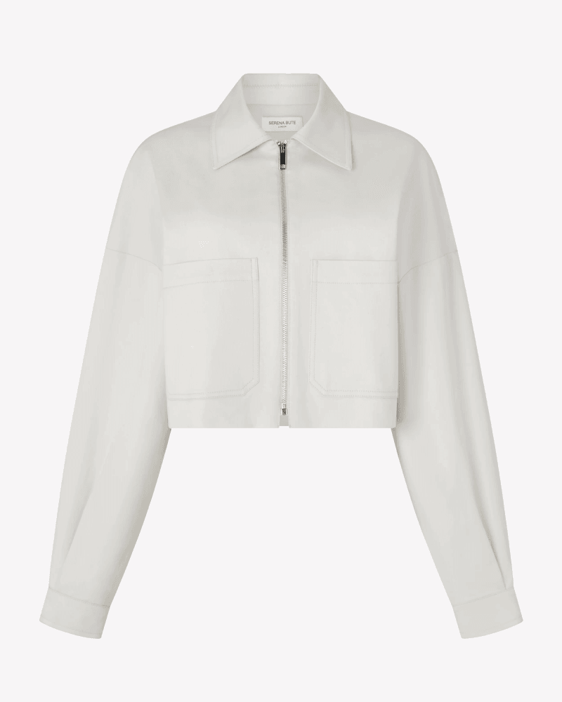 Cotton Gabardine Dropped Shoulder Jacket - Grey