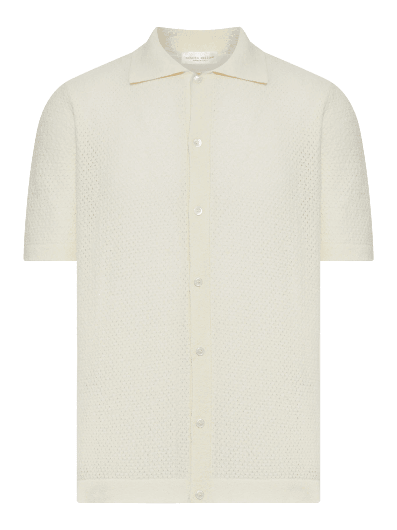 PERFORATED KNIT SHIRT WITH CLASSIC COLLAR - Roberto Collina - Man