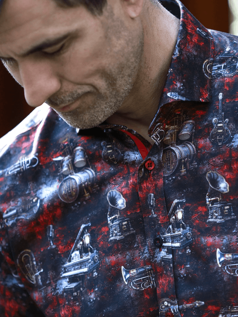 STEAMPUNK INSTRUMENT PRINT SHIRT