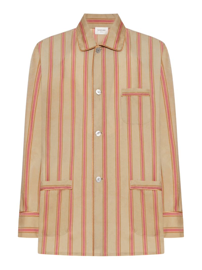 TWILL SHIRT WITH STRIPED PATTERN - Saint Laurent - Man