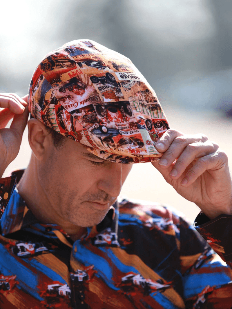 Monaco Beige Printed Flat Cap