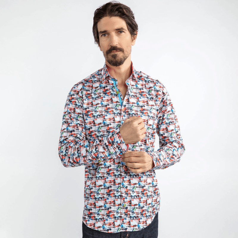ABSTRACT DISTORTION PRINT SHIRT