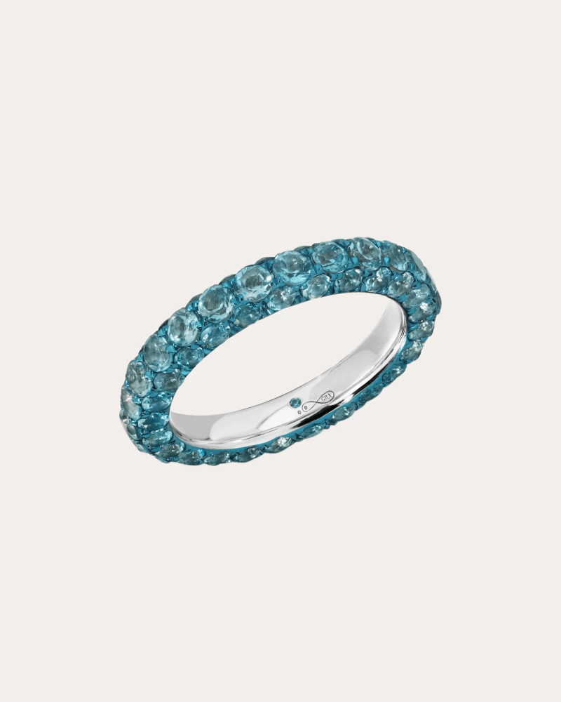Graziela Gems Women's Blue Topaz & 18k White Gold Three-Sided Ring 18K Gold