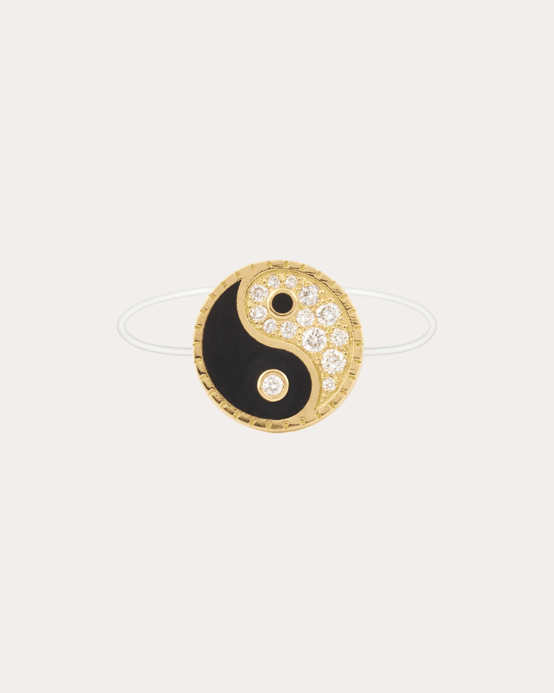 MYSTERYJOY Women's Diamond & 18k Gold Yin Yang Ring in Yellow Gold Nylon