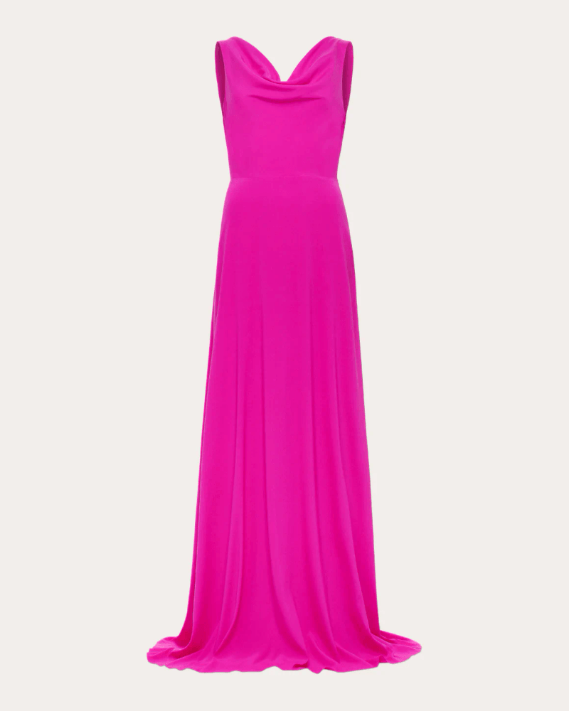 Azeeza Women's Saunder Silk Charmeuse Cowl Neck Gown in Magenta