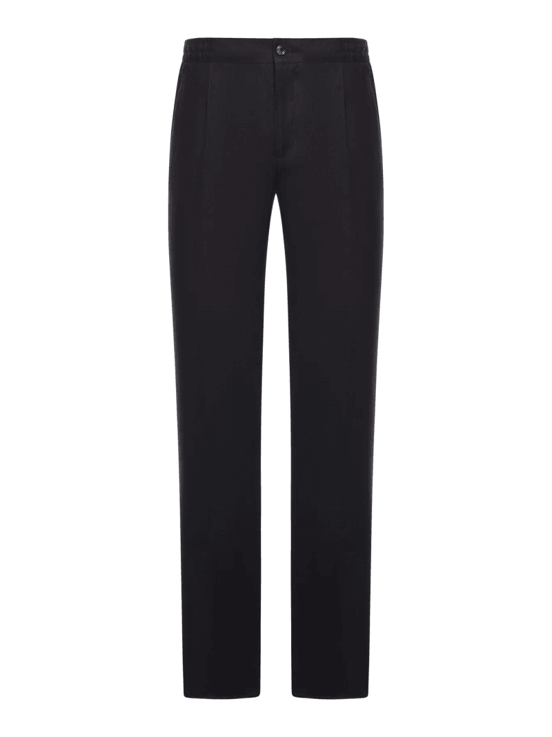 STRAIGHT FIT LINEN TROUSERS WITH ELASTIC WAIST - Kiton - Man