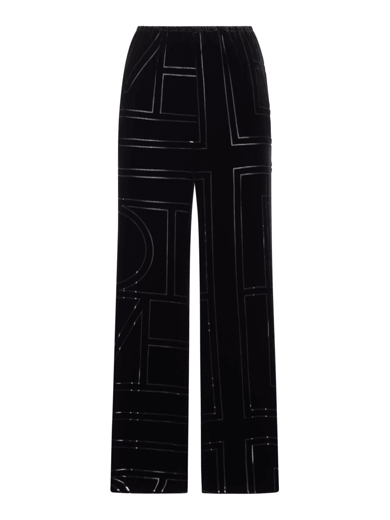 VELVET TROUSERS WITH DÉVORÉ MONOGRAM - Toteme - Woman